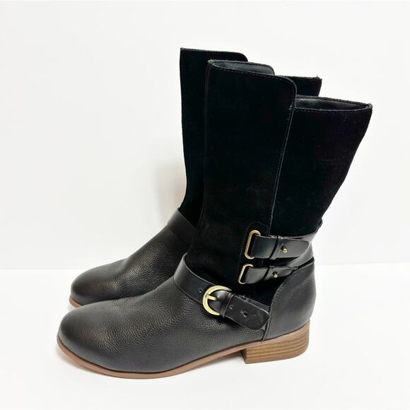 SOFTWALK WOMEN'S RAE COMBAT BLACK LEATHER BLOCK HEEL BOOTS SIZE 7 - Picture 3 of 7